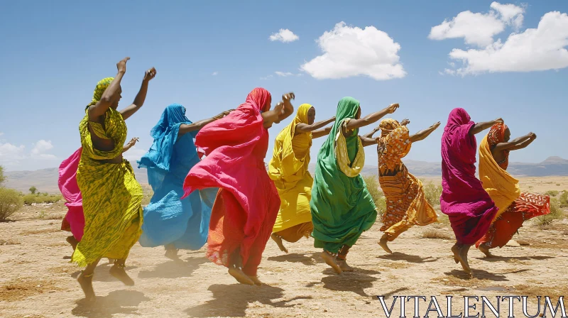 Women Dancing in Colorful Dresses AI Image