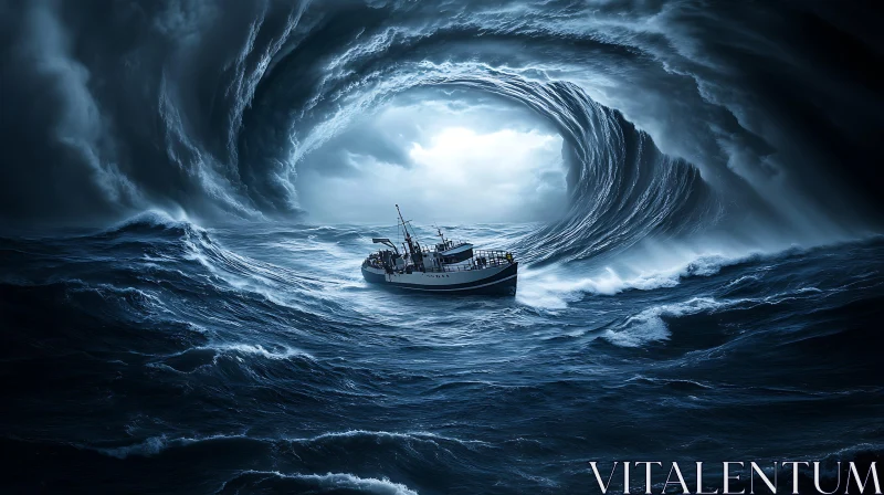 Ship in the Eye of the Storm AI Image
