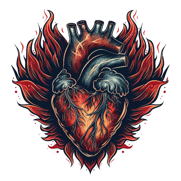 Heart in Flames Art POD Design