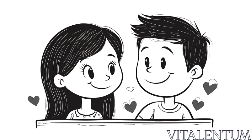 AI ART Sweethearts Cartoon Illustration