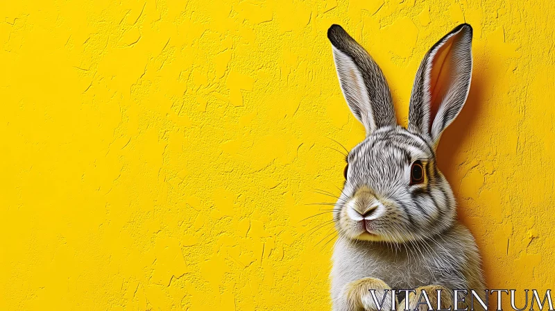 AI ART Rabbit on Yellow Wall