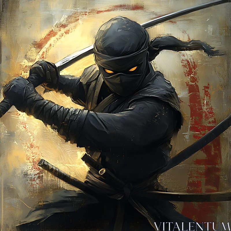 AI ART Masked Ninja with Swords Illustration