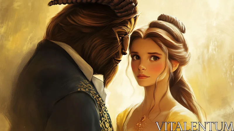 Enchanted Romance: Belle and the Beast AI Image