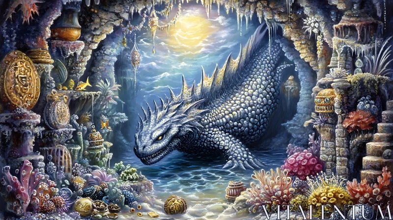 AI ART Dragon's Cove: An Underwater Fantasy