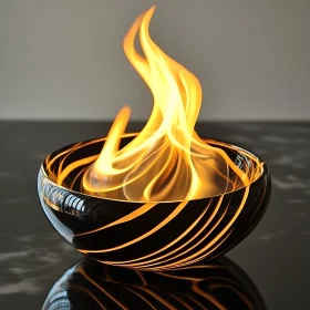 Glowing Fire in Artistic Bowl