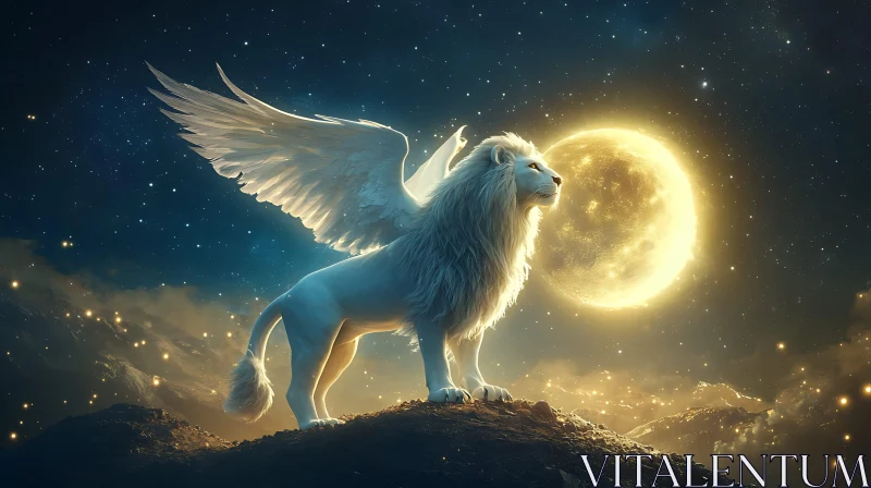 AI ART Celestial Lion with Wings