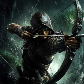 Hooded Archer in Storm