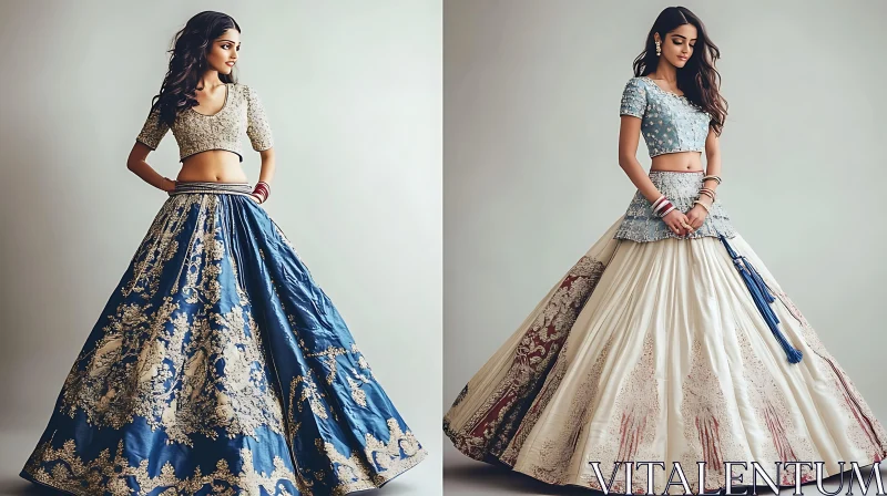 Ornate Lehenga Dresses Fashionable Women AI Image