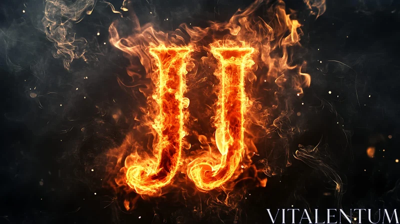 Burning Letters 'JJ' with Smoke Effects AI Image