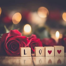 Romantic Roses and Wooden Love Message