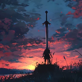 Epic Sword Sunset Landscape