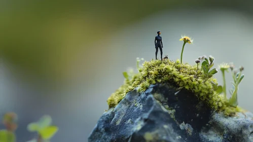 Small Figure on Mossy Rock