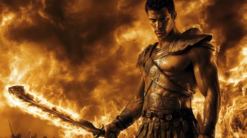 Fiery Warrior with Sword