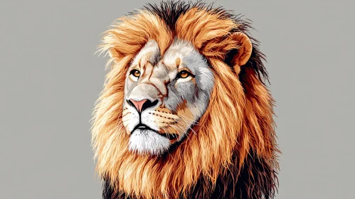 Lion with Flowing Mane Artwork