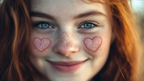 Woman Portrait with Heart Face Art