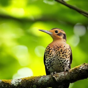 Bird Perched on Mossy Limb