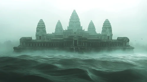 Ancient Temple Emerging from the Ocean