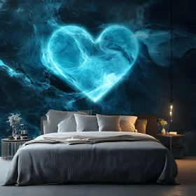 Modern Bedroom with Heart-Shaped Wall Light