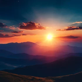 Serene Sunset Over Mountain Peaks