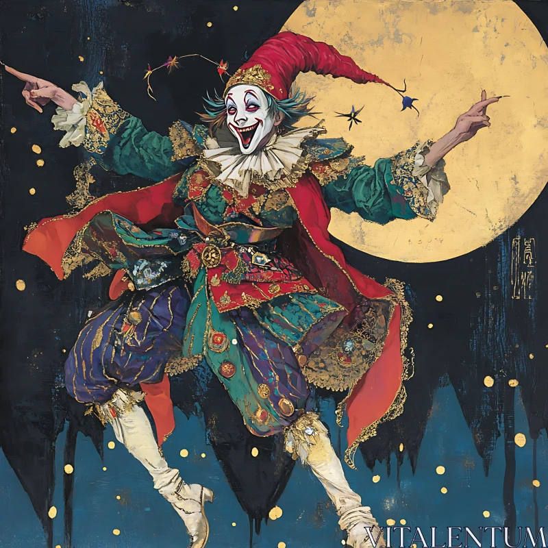 AI ART Moonlit Jester in Festive Attire