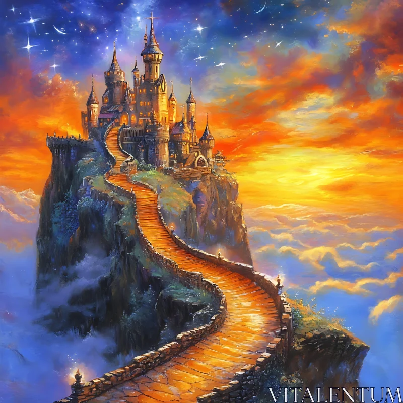 Majestic Castle in the Sky AI Image