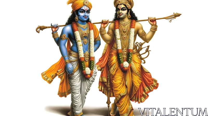 Krishna and Balarama: A Portrait of Divinity AI Image