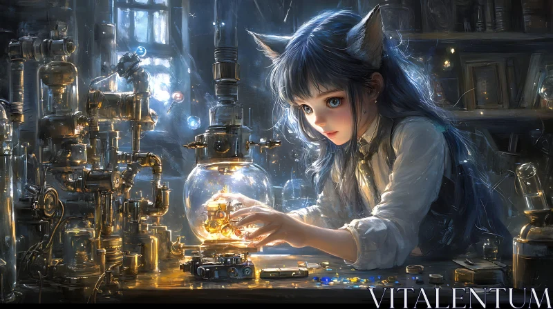 AI ART Laboratory Scene with Anime Character