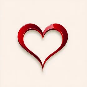 Glossy Red Heart on Neutral Background