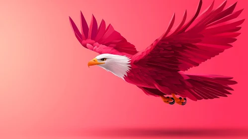 Artistic Eagle Illustration on Pink