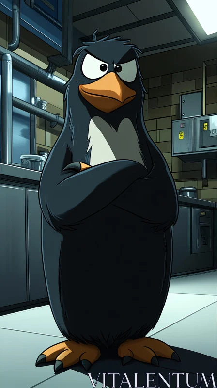 Cartoon Penguin with Attitude AI Image