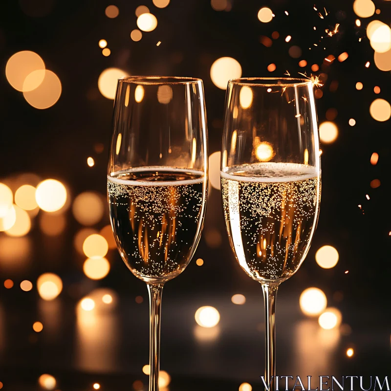 AI ART Sparkling Wine Celebration with Bokeh Lights