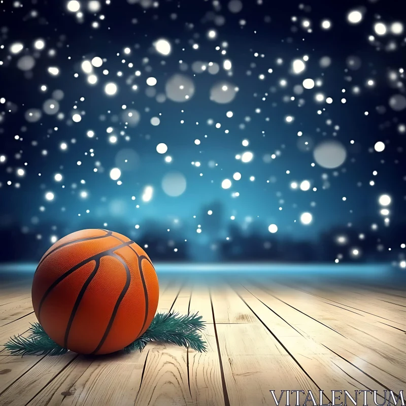 Christmas Basketball Still Life AI Image