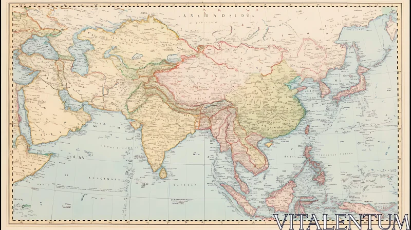 Historical Asia: A Cartographic Depiction AI Image