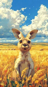 Playful Kangaroo in Open Fields