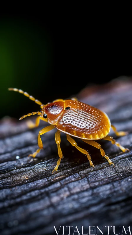 Amber Beetle on Wood: A Sumatraism Inspired Nature Art AI Image