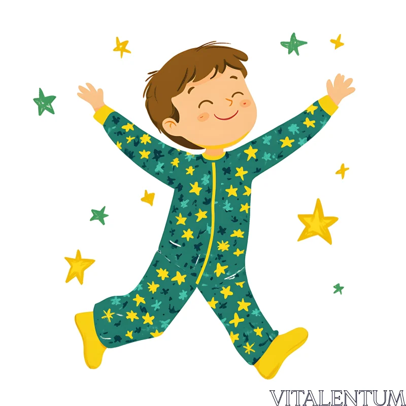 AI ART Cartoon Child Reaching for Stars