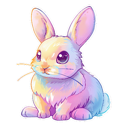 Charming Cartoon Rabbit with Gradient Fur - Art Print POD Design