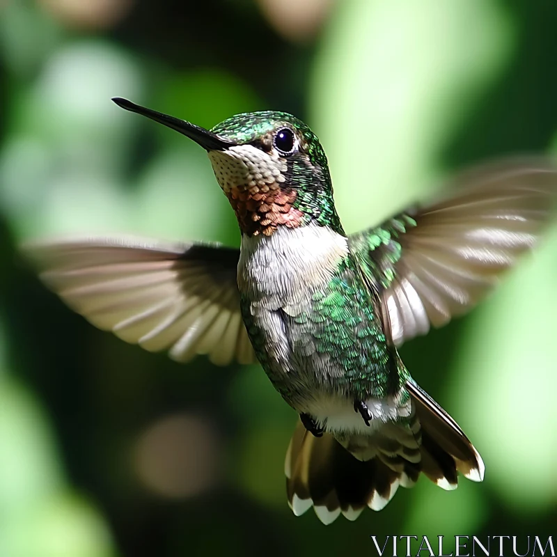 Hovering Hummingbird Close-up AI Image