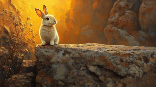 Golden Hour Rabbit Scene AI Image