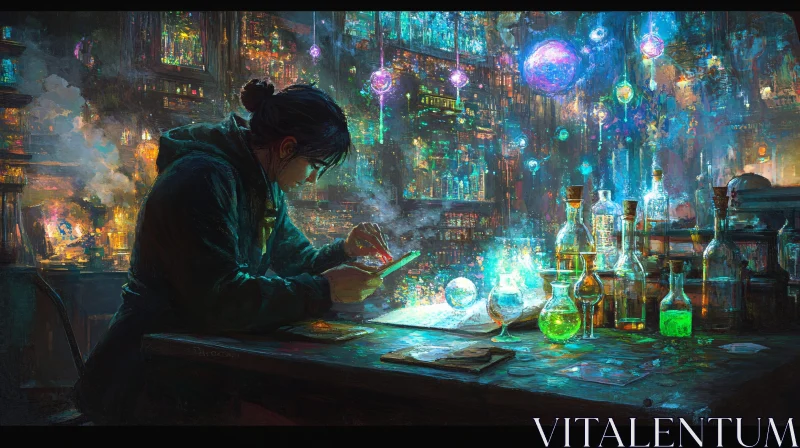 AI ART Magical Lab Scene with Alchemist Woman