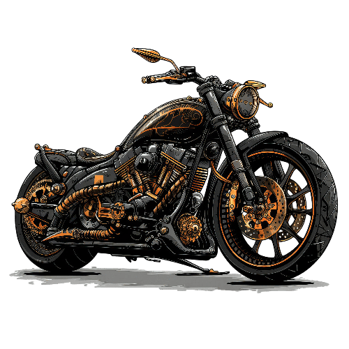 Elegant Custom Motorcycle Art with Gold Accents POD Design