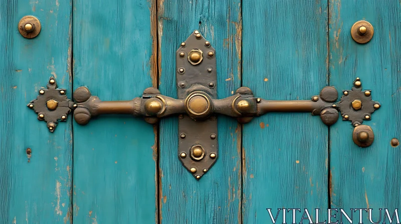 Vintage Door Security: Metal Lock Detail AI Image