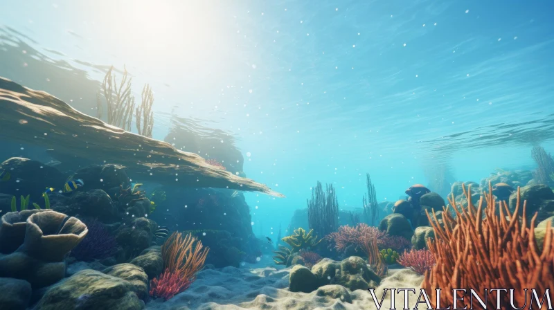 Tranquil Underwater Scene: Dreamy Landscapes and Colorful Reefs AI Image