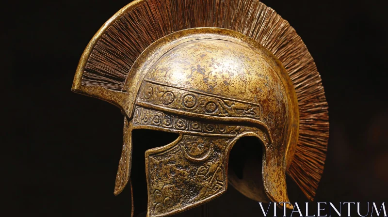 Golden Warrior Helmet Detail AI Image