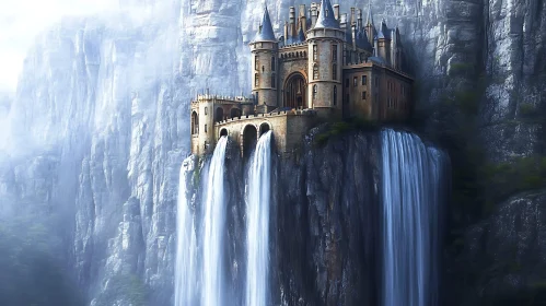 Cliffside Castle with Waterfalls