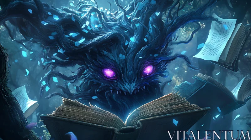 Enchanted Forest Monster with Magic Book AI Image