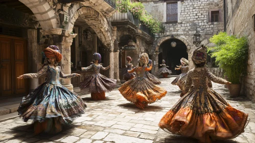 Women Dancing in Traditional Dresses