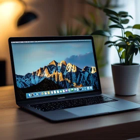Professional Workspace with Laptop and Plant