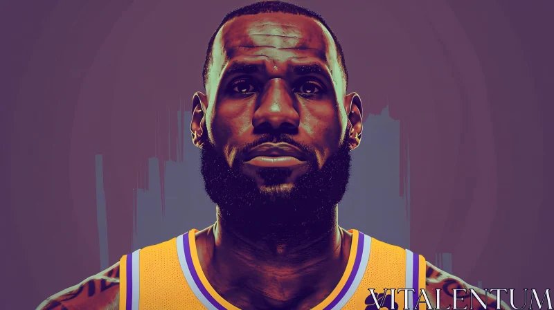 Portrait of LeBron James AI Image