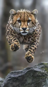 Leaping Cheetah in Action